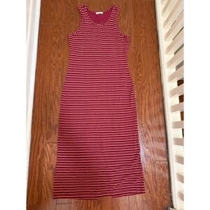 Marine Layer Striped Ribbed Maxi Tank Dress Red Pink Womens Large
